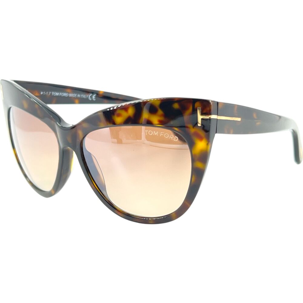 Tom Ford FT0523 Nika Womens Sunglass 52G Dark Havana w Brown Grad